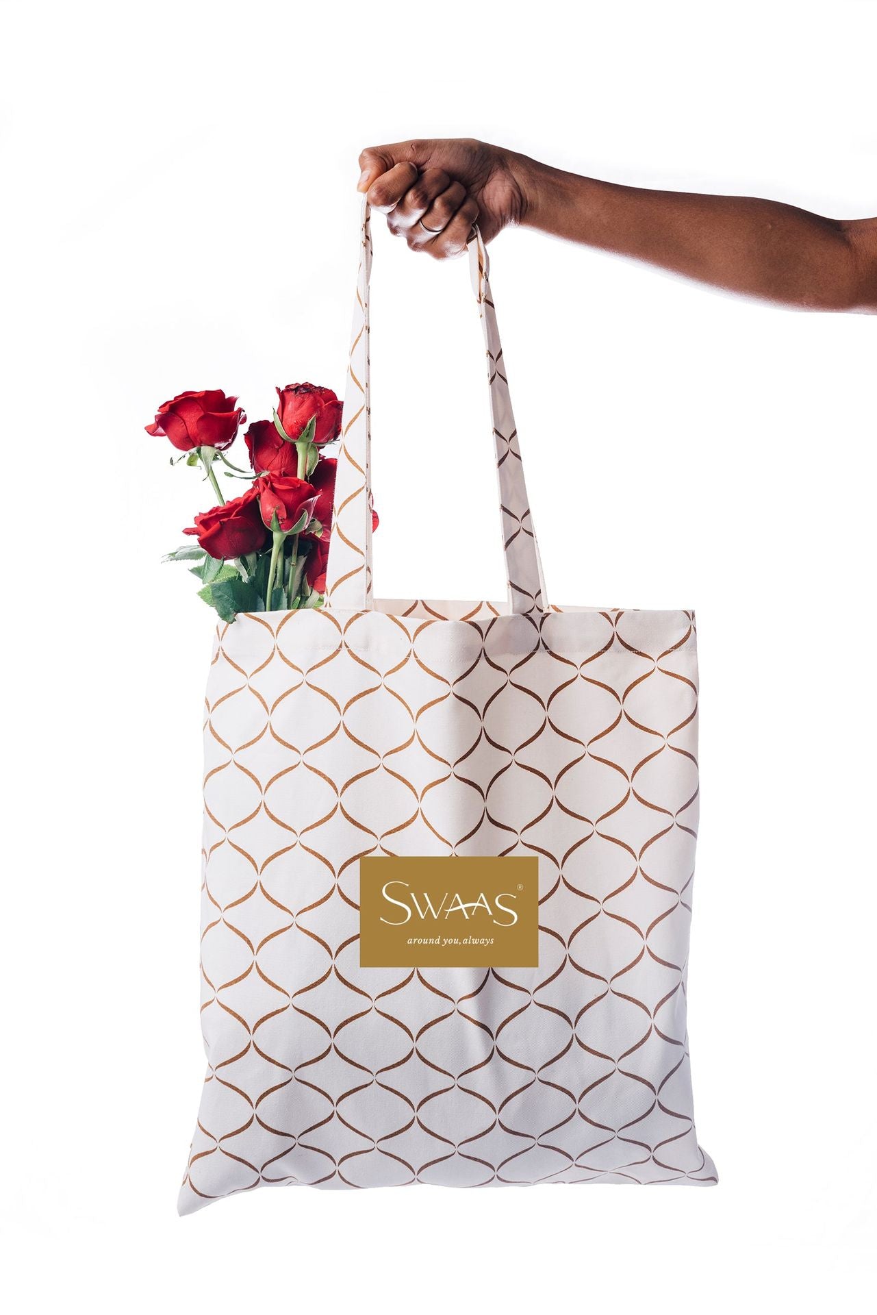 Swaas 100% Cotton Splash-Proof Ivory/Gold Tote Bag for Women - hfnl!fe
