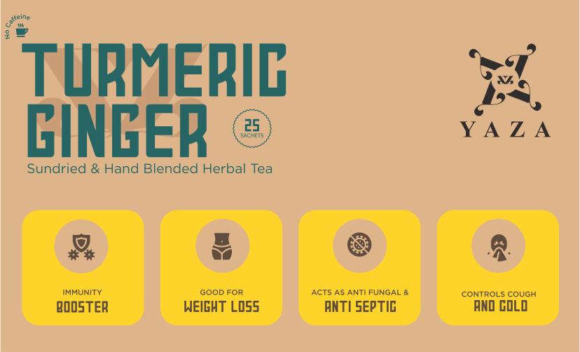 Yaza Turmeric Ginger Tea - The Natural Antibiotic - loose tea sachets (100grams) - hfnl!fe